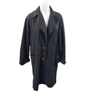 Zara Women's Black Long Sleeve Collared Button Up Trench Coat Jacket Size S